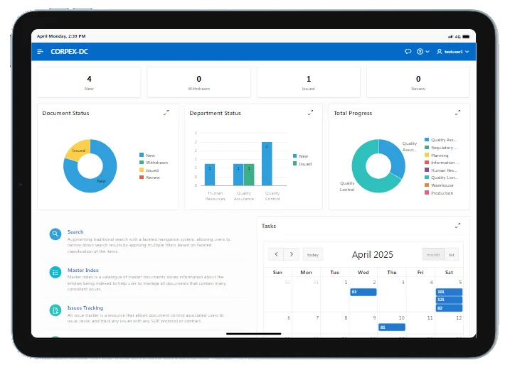 CORPEX Document Control interface