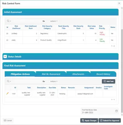 Quality Risk Management Software Risk Matrix